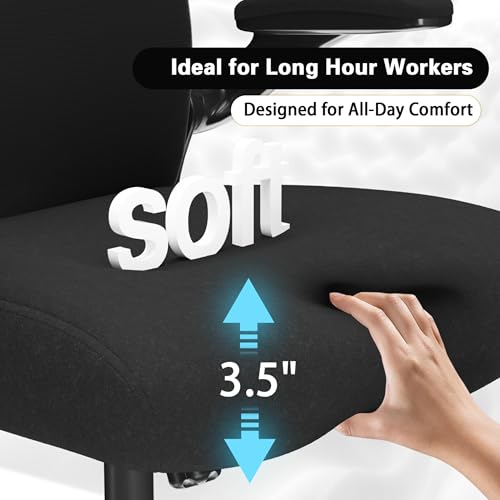Ergonomic Home Office Chair, 4-Way Lumbar, Thick Cushion, 330LBS | Adjustable Lumbar (up/down/in/out), Rocking Mesh Back, Flip-up Arms, Easy Assembly, Ideal for home offices & small workspaces - color: Black With Finish Silver