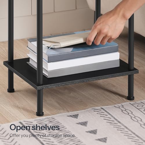 HOOBRO End Table, Small Side Table, Nightstand with 2-Layer Storage Shelves, Sofa Table for Small Spaces, Living Room, Bedroom, Stable Frame, Easy Assembly, Black BB09BZ01 - color: Black