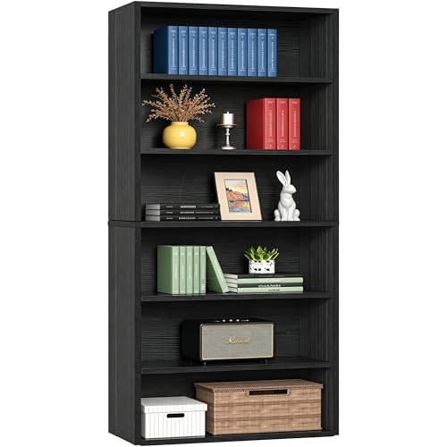 HealSmart 6 Tier Bookcase, Industrial 6 Book Shelf, 9.2" D x 23.8" W x 63" H Tall Open Cube Storage Organizer for Home Office, Living Room, Bedroom and Dinning Room, Black - color: Black, size: 6 Shelf