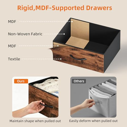 Somdot Nightstand with Charging Station & LED Light, Bedroom Bedside Table | Dorm, Guest Room, Kids Room, Laundry, Closet, Entryway and Hallway, Brown - color: Brown, size: 11.8"D x 15.7"W x 23.4"H (1 Drawers)