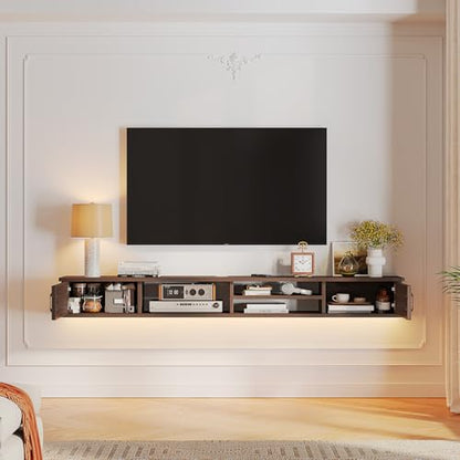 FurniNova Floating TV Stand,51'' Wall Mounted TV Console,Floating TV Shelf,Wall TV Cabinet,Floating Entertainment Shelf,Walnut - size: 51 IN