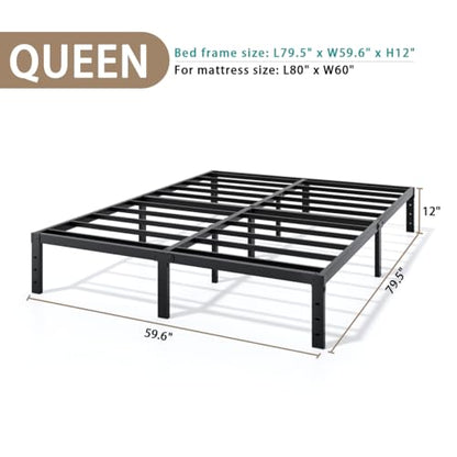 LUMUNANCE Metal Bed Frame Queen Size - 12 Inch Heavy-Duty Queen Platform Bed Frame No Box Spring Needed, Easy Assembly, Noise-Free, Sturdy Mattress Foundation, Underbed Storage Space - size: Queen, style: 12 Inch