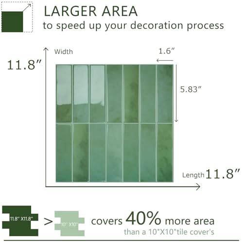 STICKGOO 10-Sheet Peel and Stick Backsplash Tile, Self Adhesive Vinyl Wall Tiles, Stick on Backsplash for Kitchen and Bathroom(Thicker Design) - color: Green & Blue