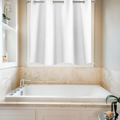 TOMOZ No Hook Bathroom Window Curtain, Narrow Short Fabric Privacy Waterproof Shower Window Curtain with Hooks, Small Window Curtains for Bathroom, Kitchen, Width 30 x Length 36 Inch - size: 30"W x 36"L (Pack of 1)