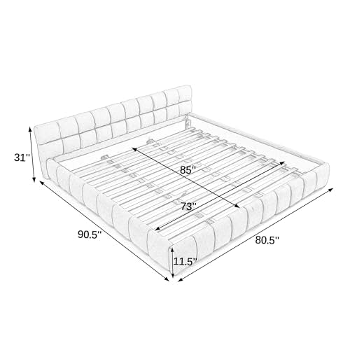 Chenille Fabric Upholstered Platform Bed Frame with Soft Headboard, Modern Low Profile Grounded Design, No Box Spring Needed, Sturdy MDF & Wood Frame, Neutral Style (Beige, California King) - color: Beige, size: California King