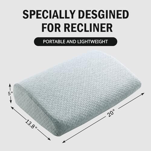 HOMBYS Lumbar Support Pillow for Recliner Chair, Memory Foam Back Support Cushion for Elderly,Extra Large Lumbar Support Pillow,Thick Backrest for Home Reading (Light Grey, 20“x13.5"x5") - color: Light Grey, size: 20“x13.5"x5"