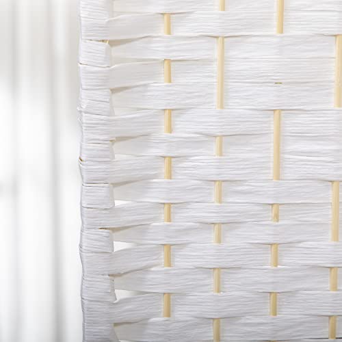 HOMCOM 4 Panel Room Divider, Folding Privacy Screen, 5.6', White | Room Separator, Wave Fiber Freestanding Partition Wall Divider - color: White, size: 4 Panel