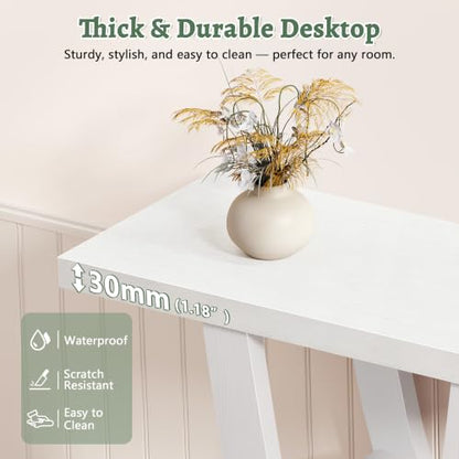 FAVOOSTY 39.4" Entryway Table, 3 Tier Hallway Table, Console Tables for Living Room, Narrow Entrance Table with Storage, Sofa Table Behind Counch, Accent Table for Entry Foyer, White - color: White