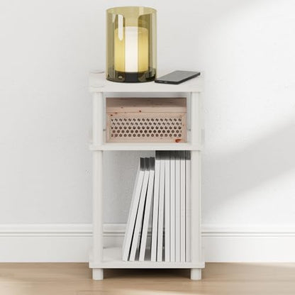 Furinno Just Turn-N-Tube Open Storage Nightstand, 1 Pack, 3-Tier, White/White - color: White/White, size: 1-Pack