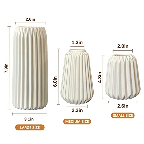 Ceramic Vases Set of 3-White Vase for Modern Home Decor, Flower Vases for Aesthetic Room Decor,Boho Decor Wedding Dinner Table Party Office Centerpiece Table Decorations (White 3 Set) - color: White 3 Set