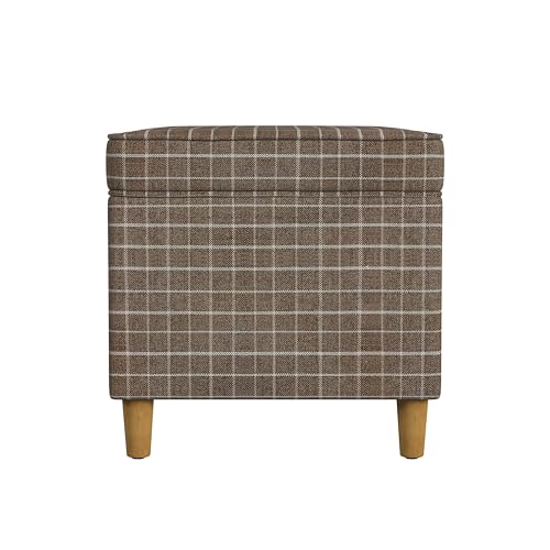 Spatial Order 24" Dinah Collection Storage Ottoman - Brown Windowpane Fabric - color: Brown Windowpane Fabric