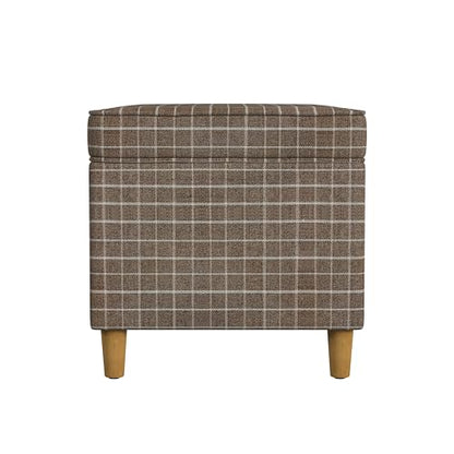 Spatial Order 24" Dinah Collection Storage Ottoman - Brown Windowpane Fabric - color: Brown Windowpane Fabric
