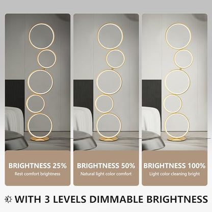 Modern Creative Bubble Dimmable LED Floor Lamp for Home & Office (Gold) | 46'' Standing Lamp, 3-Way Dimmable, Aluminum Frame, Metal Base, Energy Saving, 36W, for Bedroom, Living Room - color: Gold