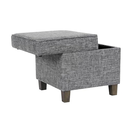 HomePop 18" Classic Square Storage Ottoman - Slate Grey - color: Slate Grey
