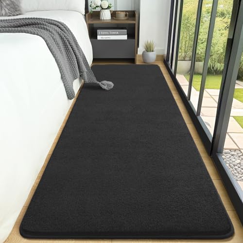 2x6 Runner Rug for Hallway, Long Runner Rugs Non Slip, Dark Grey | Soft Washable Memory Foam Carpet for Bedroom, Non Slip Backing Runners Rug for Hallways, Kitchen, Bathroom, Entryway Home - color: Dark Grey, size: 2' x 6' (Runner)