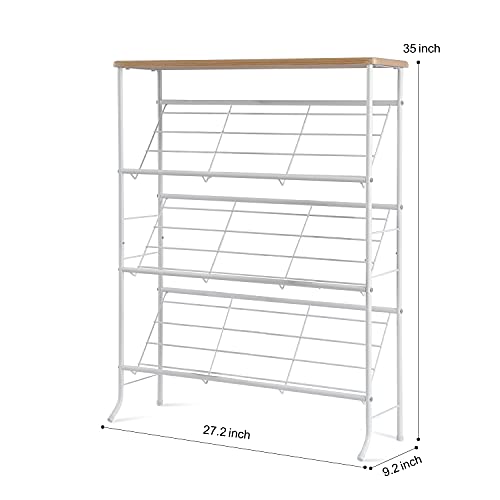 JZM Shoe Rack Storage, Narrow 4 Tier Metal Shoe Storage Shelf, Free Standing Shoe Racks, Space Saving Shoe Rack Organizer for Entryway, Hallway, Bedroom, Living Room(12-16 Pair) - color: White