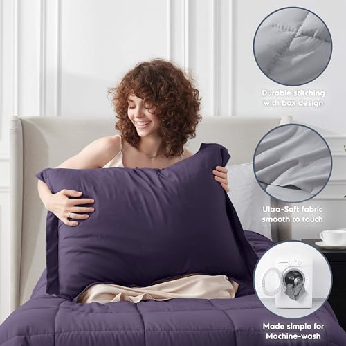 Nestl 5 Piece Twin Comforter Set – Purple Reversible Bed in a Bag – Complete Twin Size Bedding Set with Sheets, Pillowcase and Sham - color: Purple, size: Twin