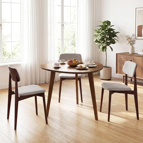 Giantex 35.5" Dining Table for 2-3, Farmhouse Wooden Kitchen Table with Solid Rubber Wood Legs, Space-Saving Dinner Table for Dinette, Living Room, Dorm, Home Office, Walnut