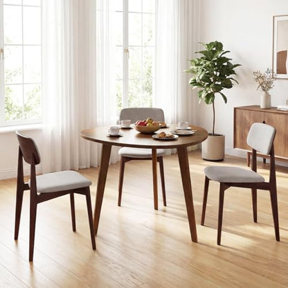 Giantex 35.5" Dining Table for 2-3, Farmhouse Wooden Kitchen Table with Solid Rubber Wood Legs, Space-Saving Dinner Table for Dinette, Living Room, Dorm, Home Office, Walnut
