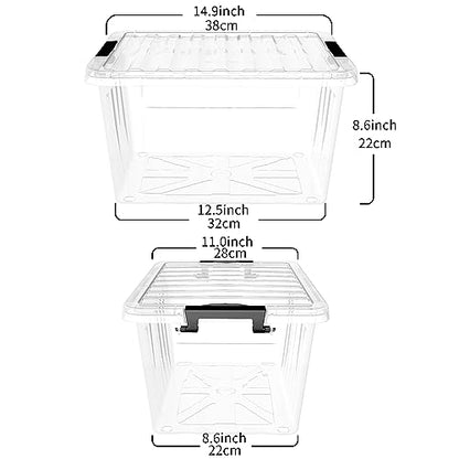 Cetomo 18Qt*3 Plastic Storage Bins, Storage Box, 3 Pack, Organizing Container with Durable Lids and Secure Latching Buckles, Stackable and Nestable, Clear with Black Buckle - size: 15L*3
