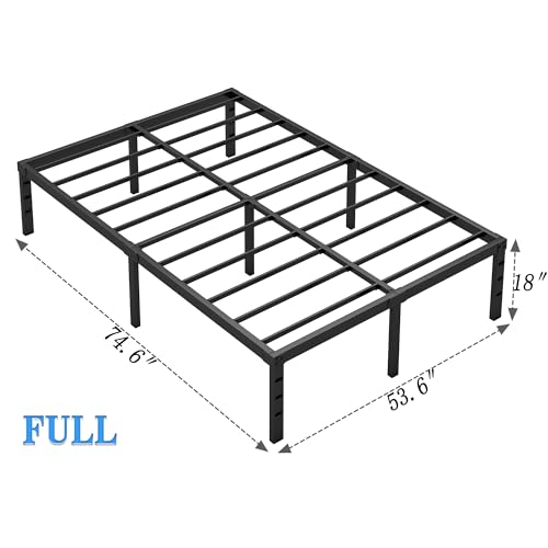 NEW JETO Metal Bed Frame,Full Size Bed Frame with Storage Space,18 Inch | Heavy Duty Sturdy Mattress Foundation,Easy Assembly,No Box Spring Needed, Black - size: Full, style: 18 Inch