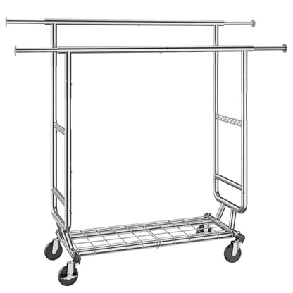 VEVOR Clothes Rack, Rolling Clothing Garment Rack, Extendable Carbon Steel Clothing Racks with Wheels for Bedroom, Laundry, Living Room - style: 2Rod,21.5"D x 75.4"W x 73.5"H