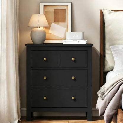 RoyalCraft Black 3 Drawer Nightstand, 27" H End Table with Storage, Modern Bedside Table with Drawers, Night Stands for Bedroom, Entryway, Hallway - color: Black