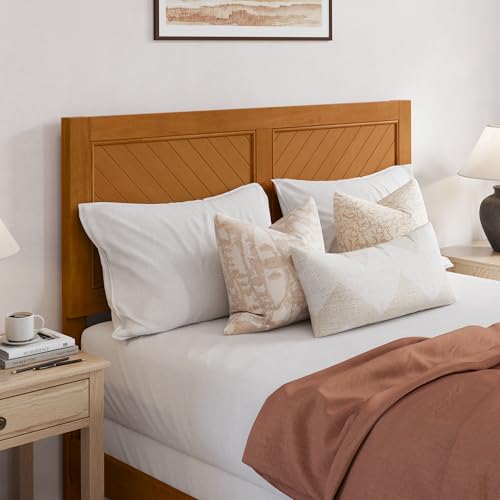 AFI, Canyon Queen Solid Wood Rustic Farmhouse Headboard, Light Toffee - color: Light Toffee, size: Queen (U.S. Standard)