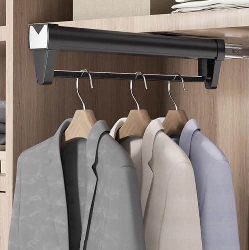 Adjustable Double-Rail Pull Out Clothes Hanger Rod with Thick Steel - Wardrobe Clothing Rail Hanger Rack Bar for Pants and Clothes, JJ010 - color: Double Track 14 Inch