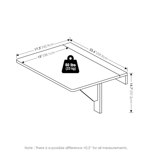 Furinno Hermite Wall Mounting Folding Table, White - color: White