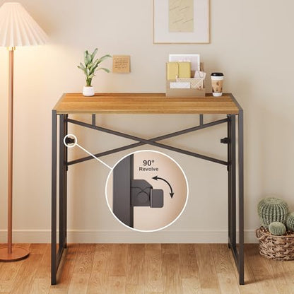 Lutown-Teen Narrow Folding Computer Desk 35 inch, Espresso | Writing Gaming Computer Camping Desk for Small Spaces, No Assembly Required Home Office Desk - color: Espresso, size: 35 Inch