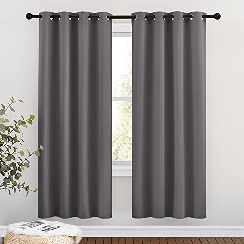 NICETOWN Blackout Window Curtains 72" L - Grommet Top Room Darkening Thermal Insulated Vertical Window Drapes Modern for Flat/Apartment (2 Panels, 46 x 72 Inch, Grey) - color: Grey, size: 46"W x 72"L (Pack of 2)