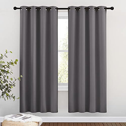 NICETOWN Blackout Window Curtains 72" L - Grommet Top Room Darkening Thermal Insulated Vertical Window Drapes Modern for Flat/Apartment (2 Panels, 46 x 72 Inch, Grey) - color: Grey, size: 46"W x 72"L (Pack of 2)