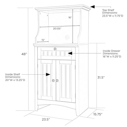 OS Home and Office Furniture 23.5" Wood Microwave/Coffee Maker Cabinet in White