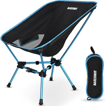 MARCHWAY Lightweight Folding Camping Chair with Spring Lock, Stable Compact Portable for Outdoor Camp, Travel, Beach, Picnic, Festival, Hiking, Backpacking (Lowback Blue) - color: Lowback Blue
