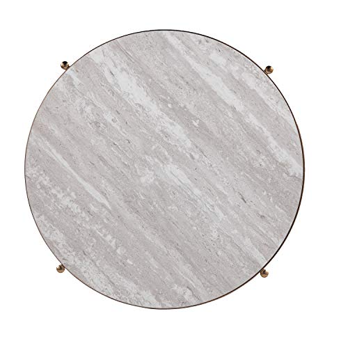 SEI Furniture Silas Round Faux Stone End Table, Champagne