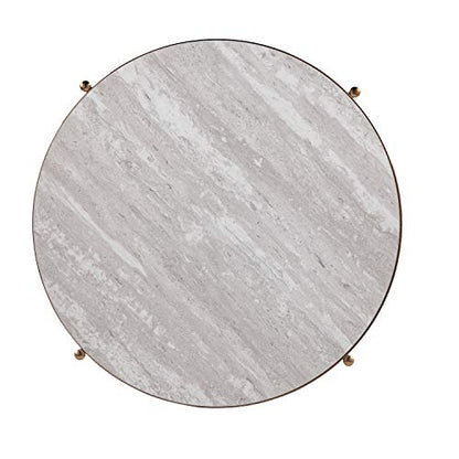 SEI Furniture Silas Round Faux Stone End Table, Champagne