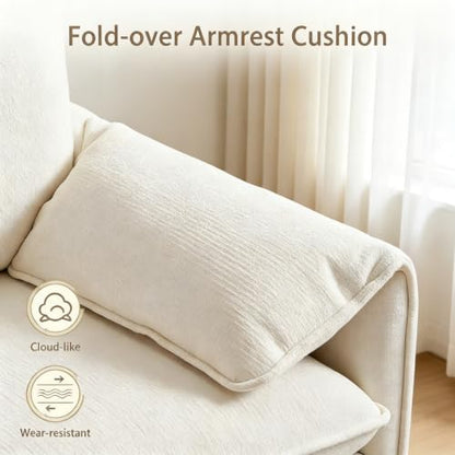 Oversized Accent Chair, 37" Chenille Armchair for Living Room, Beige | Comfy Upholstered Reading Chair, Chair and a Half, Modern Single Sofa Chairs for Bedroom, Nook, Apartment