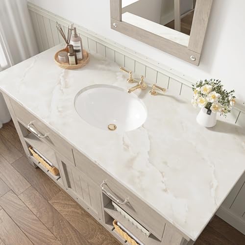 Beige Marble Contact Paper Peel and Stick for Countertops Walls | Cream White Marble Wallpaper Removable Countertop Contact Paper Waterproof for Cabinets Kitchen Bathroom Table 15.7"×78.7" - color: Cream