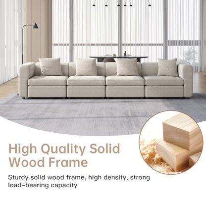 Miuuod Love Seater Extra Large Sectional Sofa with 2 Seats, Convertible Leisure Deep Couch for Living Room, Apartment，Family Lounge Sofa, Beige | Love Seater - color: Beige, style: 2 Seats（2 Seats only）