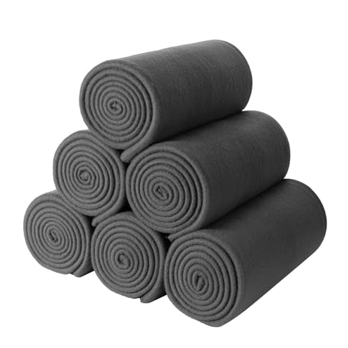 CAI TENG Fleece Throw Blanket Pack of 6 Blankets Bulk for Couch Bed 50x60 Kids Blanket Polar Fleece Fabric Soft Cozy Travel Blankets Lightweight Small Throws Wedding Gifts Yard Dark Grey - color: Dark Grey