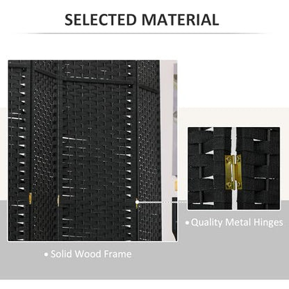 HOMCOM Room Divider 8 Panel Privacy Screen 5.6' Tall Wall Partition Black | Freestanding Partition, Home Office, Bedroom - color: Black, size: 8 Panel