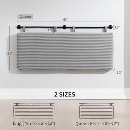 Queen Headboard Only, Wall Mounted Hanging Upholstered Bed Head Board | Modern Vertical Channel Design of Fine Flannel, Elegant Grey Fluted Headboard for Bedroom (Grey, Queen Size) - color: Flannel/Light Grey, size: Queen