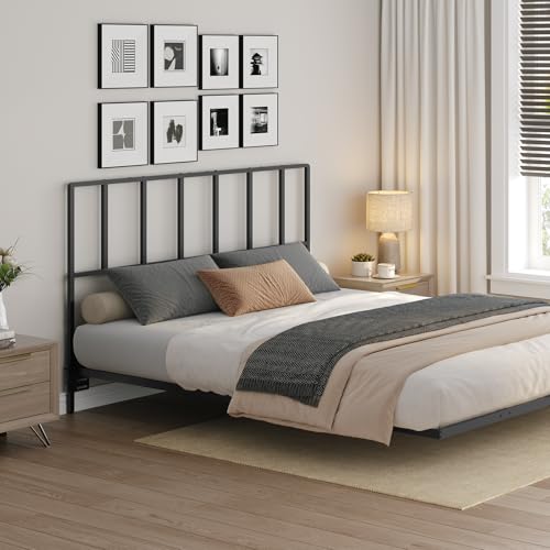MAHANCRIS Headboard Queen Size, Metal Headboards with Universal Adapters, Adjustable Height, Modern Head Board Queen Size Only for Bedroom, Black - size: Queen