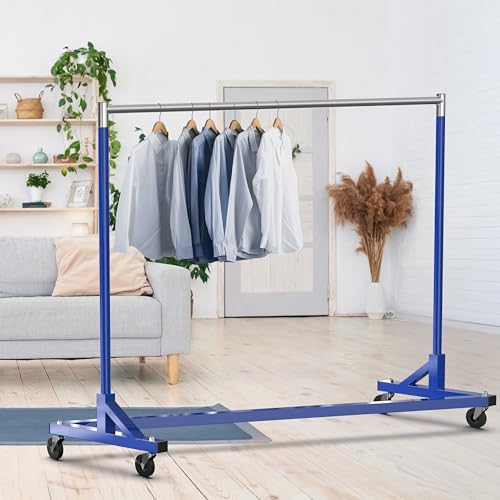 Simple Houseware Industrial Grade Z-Base Garment Rack, 63" W/500Lb, Blue - color: Blue