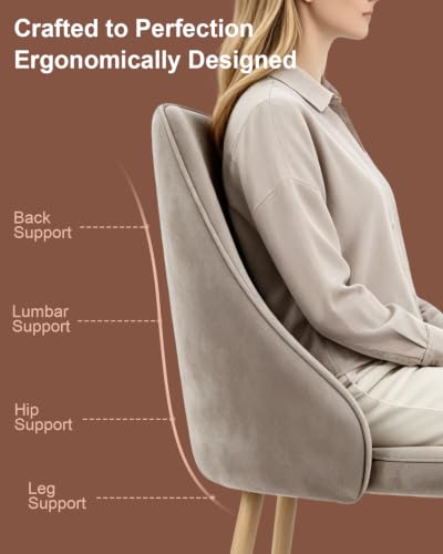 Set of 2 Mid-Century Dining Chairs High Back Grey Velvet Upholstered Modern Farmhouse Kitchen Chairs with Sturdy Metal Legs Ergonomic Armless Accent Chairs for Dining Room/Living Room/Office - color: Grey