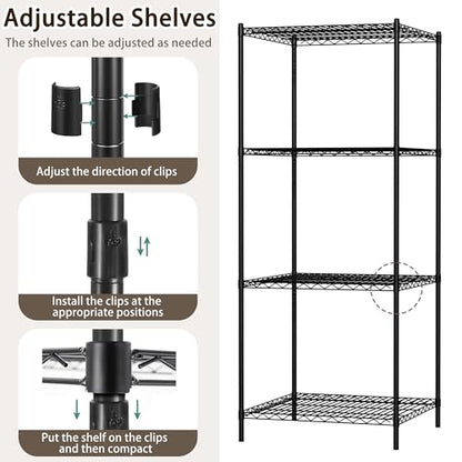 Wire Storage Standing Shelf Rack Tower, Corner Metal Shelving Unit with Adjustable Shelves, Space-Saving Organizer for Garage, Kitchen, Bathroom, 23.5 * 23.5 Inch - size: 4 Tier 23.5 Inch Width