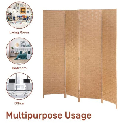 Room Dividers Folding Screens Privacy Screen Room Panel 4 Panel Partition Wall Tall Room Divider for Living Room Bedroom Study Portable Room Seperating Home Furniture Wall Dividers, Natural - color: Natural