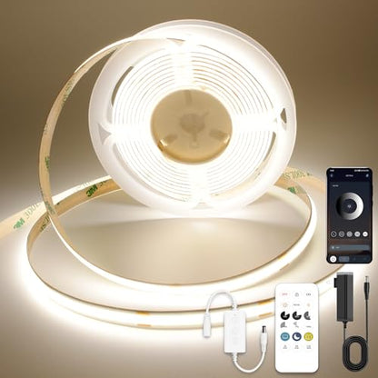 AXMOTUT COB LED Strip Light with Remote, Dimmable 32.8FT/10M Flexible High Density LED Light,4000K Natural White 3200LEDs Super Bright LED Light Strip CRI 90+ for Bedroom,Kitchen,DIY Home Decoration - size: 4000K/32fT