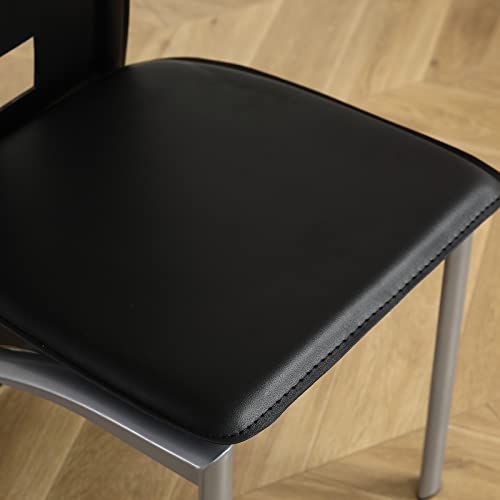 Karl home Dining Chairs Set of 4, PU Leather & Hollow High Back, Black | Black kitchen chairs with padded seats & foot cap protection for dining kitchen living room,300lbs capacity,space-saving - color: Black, size: Set of 4(1)